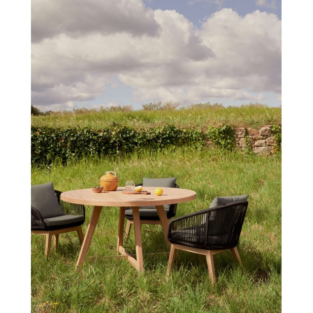 Silla Portalo, cuerda negra, madera acacia FSC100% - Kave Home; J0600051JJ01