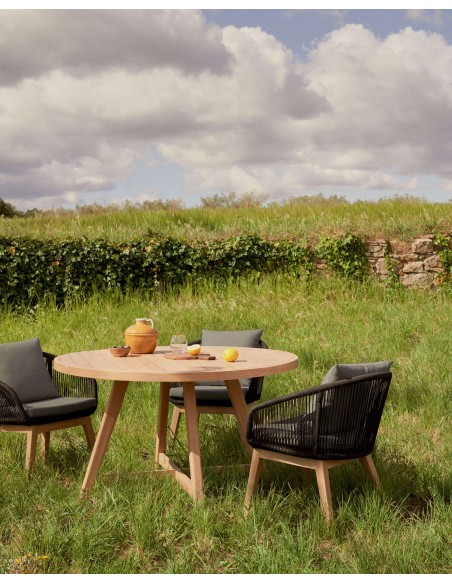 Silla Portalo, cuerda negra, madera acacia FSC100% - Kave Home; J0600051JJ01