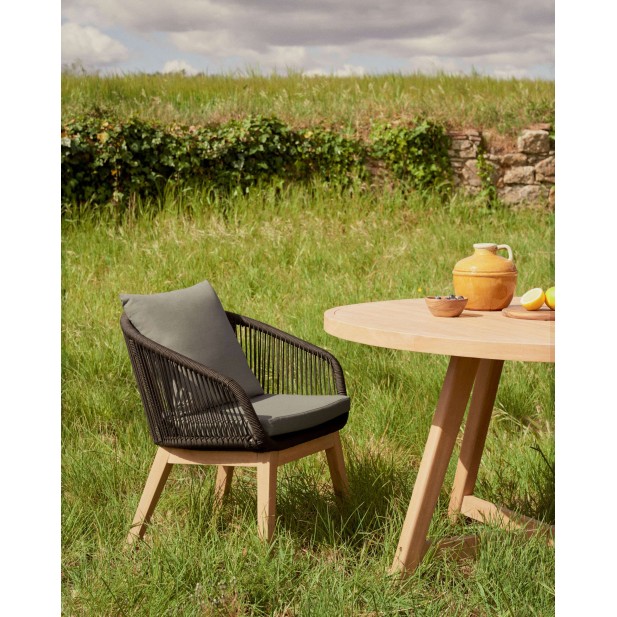 Silla Portalo, cuerda negra, madera acacia FSC100% - Kave Home; J0600051JJ01