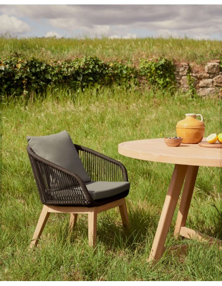 Silla Portalo, cuerda negra, madera acacia FSC100% - Kave Home; J0600051JJ01