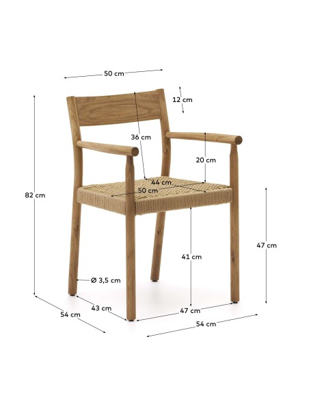 Silla Yalia, madera roble acabado natural, asiento cuerda FSC 100% - Kave Home; C0100122CP46