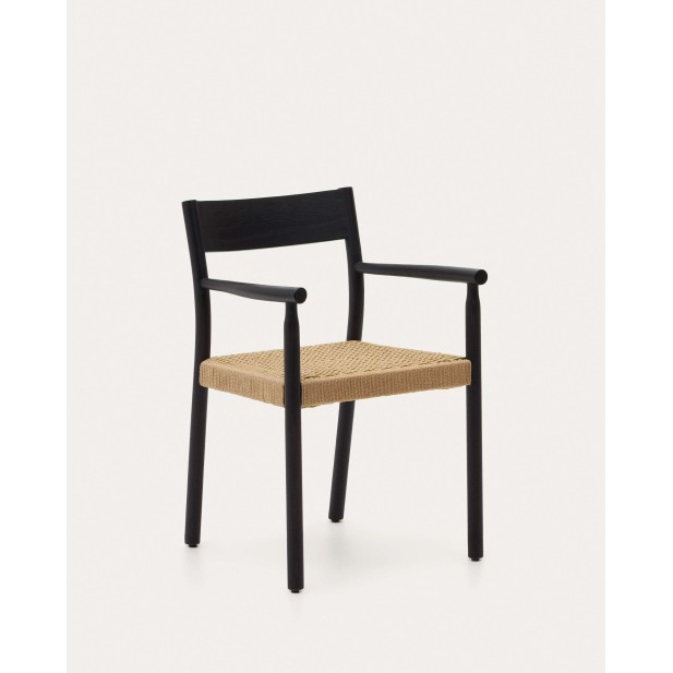 Silla Yalia, madera roble acabado negro, asiento cuerda FSC 100% - Kave Home; C0100124CP46