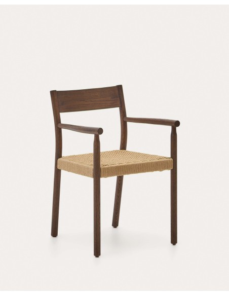 Silla Yalia, madera roble acabado nogal, asiento cuerda FSC100% - Kave Home; C0100123CP46