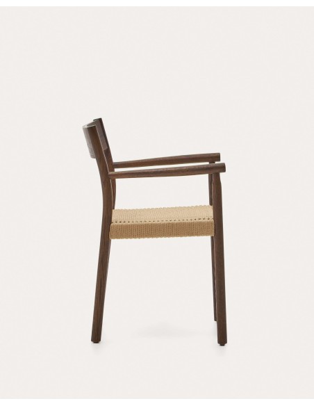 Silla Yalia, madera roble acabado nogal, asiento cuerda FSC100% - Kave Home; C0100123CP46