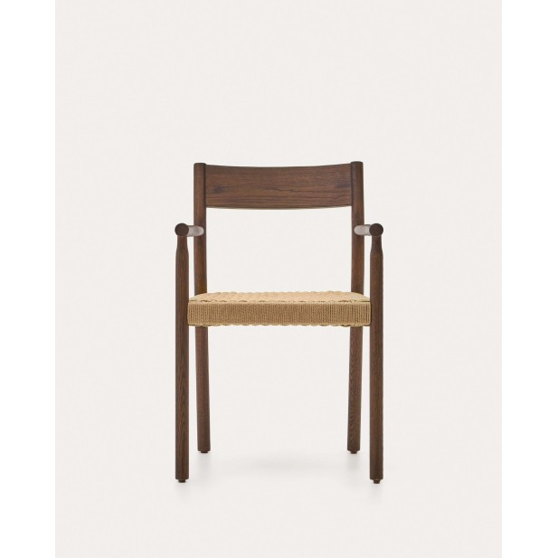 Silla Yalia, madera roble acabado nogal, asiento cuerda FSC100% - Kave Home; C0100123CP46 Silla Yalia, madera roble acabado nogal, asiento cuerda FSC100% - Kave Home; C0100123CP46