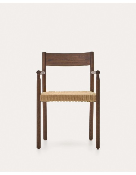 Silla Yalia, madera roble acabado nogal, asiento cuerda FSC100% - Kave Home; C0100123CP46