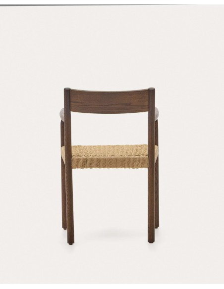 Silla Yalia, madera roble acabado nogal, asiento cuerda FSC100% - Kave Home; C0100123CP46
