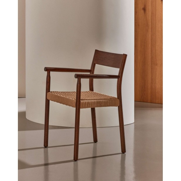 Silla Yalia, madera roble acabado nogal, asiento cuerda FSC100% - Kave Home; C0100123CP46 Silla Yalia, madera roble acabado nogal, asiento cuerda FSC100% - Kave Home; C0100123CP46