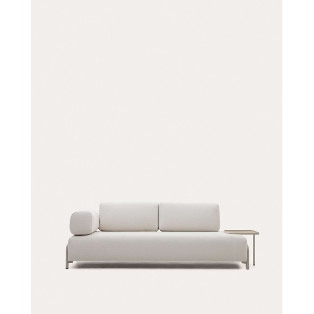 Sofá Compo 3P chenilla beige bandeja grande 232cm Kave Home S83633DR39