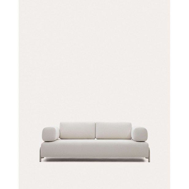Sofá Compo 3P chenilla beige, metal gris 232cm - Kave Home; S83631DR39