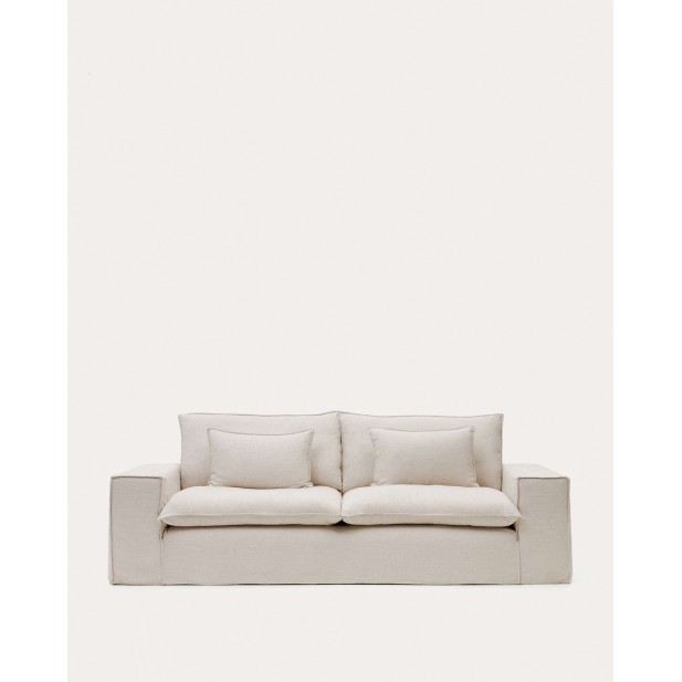 Sofá Anarela 3P, cojines lino beige 280 cm - Kave Home; S83730JP12