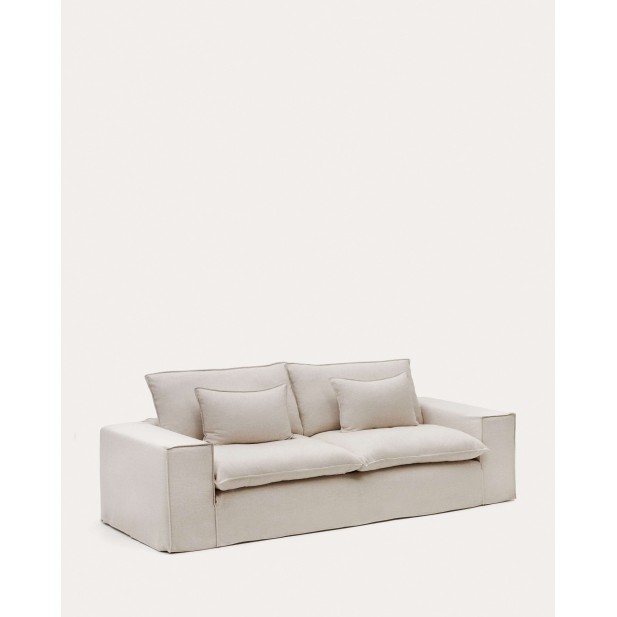 Sofá Anarela 3P, cojines lino beige 280 cm - Kave Home; S83730JP12 Sofá Anarela 3P, cojines lino beige 280 cm - Kave Home; S83730JP12