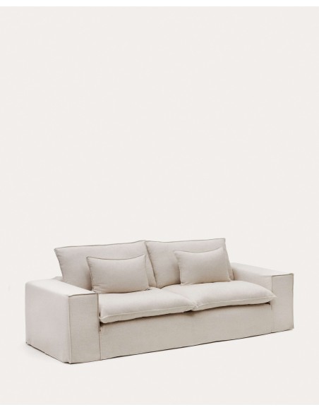 Sofá Anarela 3P, cojines lino beige 280 cm - Kave Home; S83730JP12