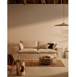 Sofá Anarela 3P, cojines lino beige 280 cm - Kave Home; S83730JP12 2