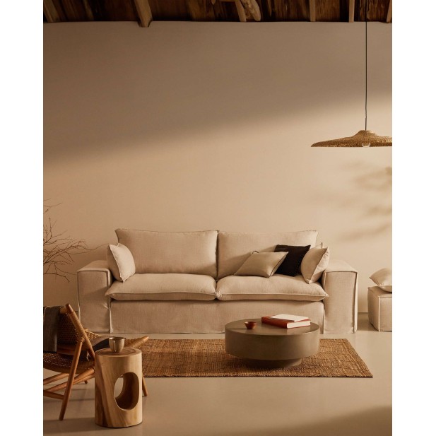 Sofá Anarela 3P, cojines lino beige 280 cm - Kave Home; S83730JP12 Sofá Anarela 3P, cojines lino beige 280 cm - Kave Home; S83730JP12