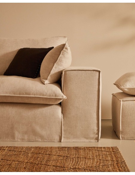 Sofá Anarela 3P, cojines lino beige 280 cm - Kave Home; S83730JP12