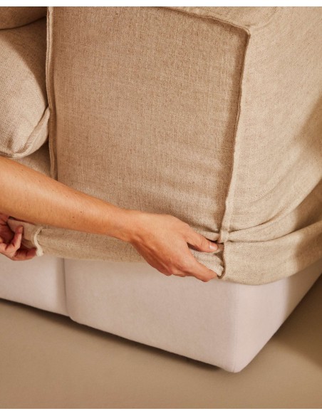 Sofá Anarela 3P, cojines lino beige 280 cm - Kave Home; S83730JP12
