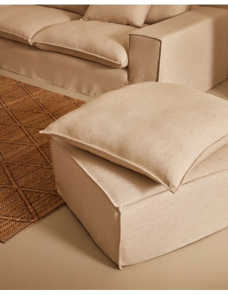 Sofá Anarela 3P, cojines lino beige 280 cm - Kave Home; S83730JP12