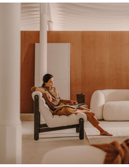 Sofá Martina 3 plazas de borreguito crudo 240cm - Kave Home; S83130HI39