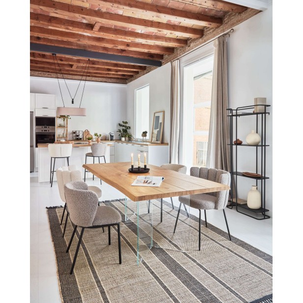 Taburete Ciselia de borreguito blanco 65 cm - Kave Home; CC3001J33H