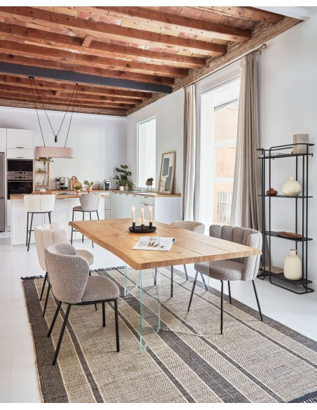 Taburete Ciselia de borreguito blanco 65 cm - Kave Home; CC3001J33H