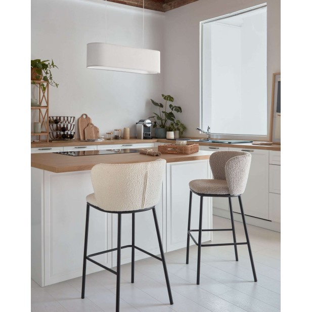 Taburete Ciselia de borreguito blanco 65 cm - Kave Home; CC3001J33H