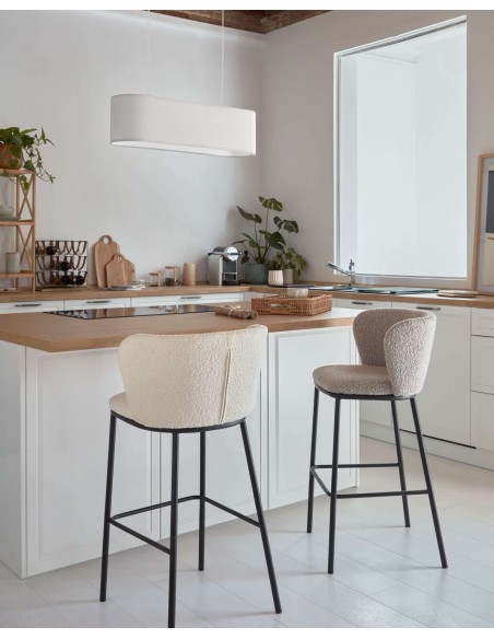 Taburete Ciselia de borreguito blanco 65 cm - Kave Home; CC3001J33H