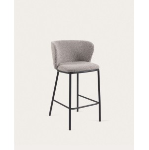 Taburete Ciselia de borreguito gris claro 65cm - Kave Home; CC3001J14H
