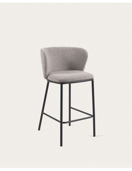 Taburete Ciselia de borreguito gris claro 65cm - Kave Home; CC3001J14H