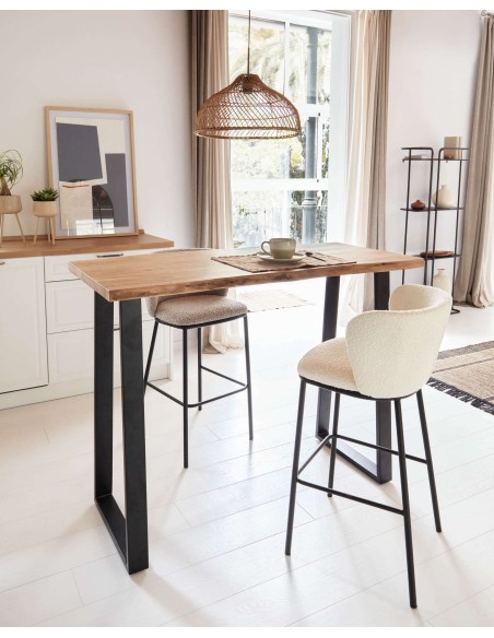 Taburete Ciselia de borreguito gris claro 65cm - Kave Home; CC3001J14H