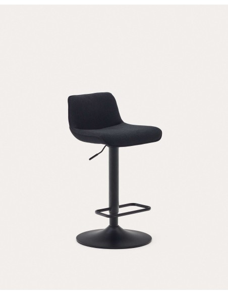Taburete Zenda de chenilla negro 81-102 cm - Kave Home; C0600012SO01