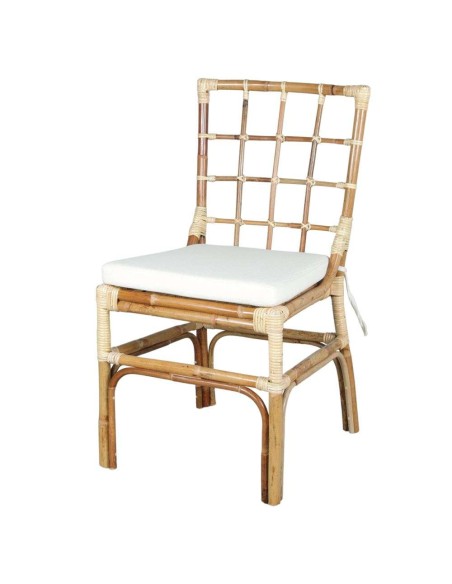 Silla LLOYD, Ratán Natural / Textil Blanco. Vackart