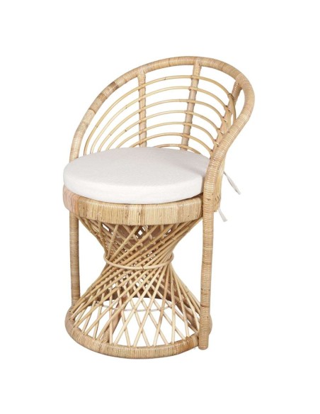 Silla ROXY, Ratán Natural / Textil Blanco. Vackart