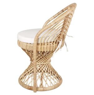 Silla ROXY, Ratán Natural / Textil Blanco. Vackart 2