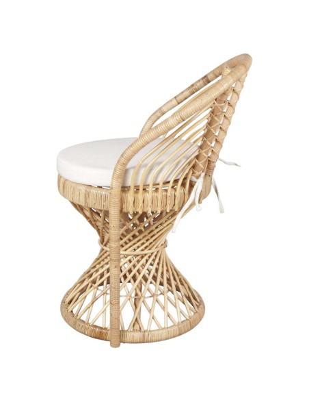 Silla ROXY, Ratán Natural / Textil Blanco. Vackart