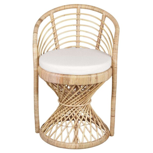Silla ROXY, Ratán Natural / Textil Blanco. Vackart Silla ROXY, Ratán Natural / Textil Blanco. Vackart