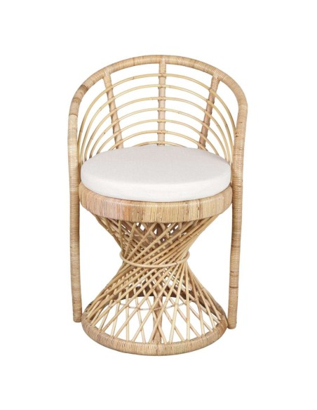 Silla ROXY, Ratán Natural / Textil Blanco. Vackart