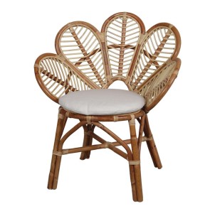 Silla DAUN, Ratán Natural / Textil Blanco. Vackart