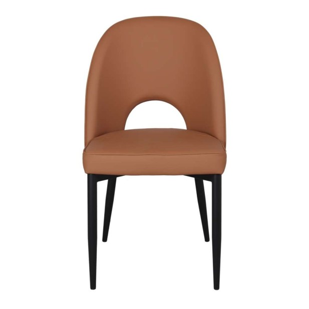 Silla PARION, Metal Negro / Polipiel Marrón. Vackart