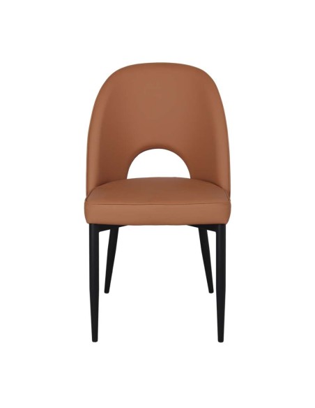 Silla PARION, Metal Negro / Polipiel Marrón. Vackart