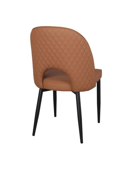 Silla PARION, Metal Negro / Polipiel Marrón. Vackart