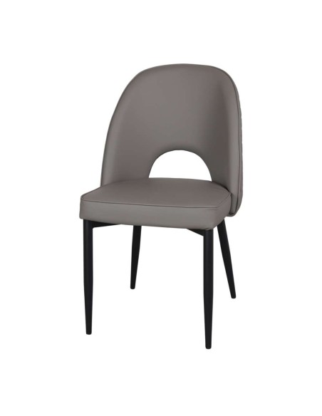 Silla PARION, Metal Negro / Polipiel Gris. Vackart