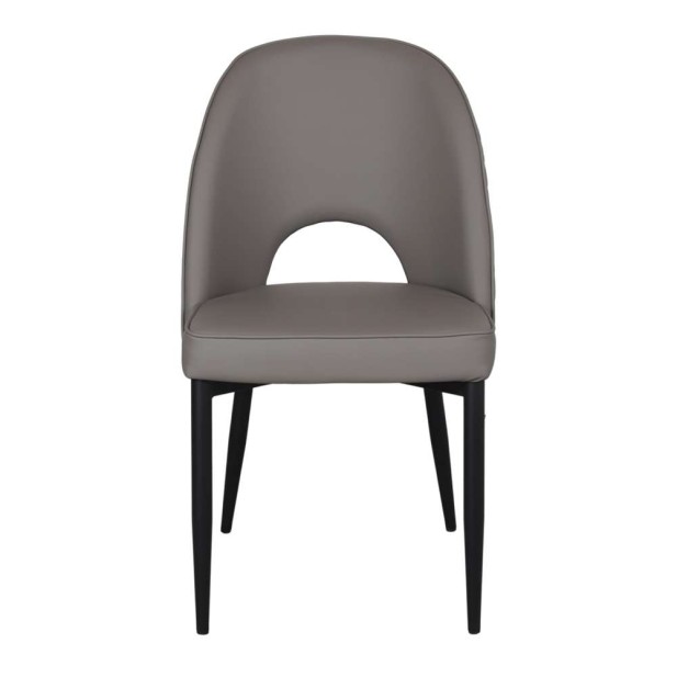 Silla PARION, Metal Negro / Polipiel Gris. Vackart