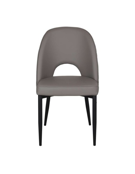 Silla PARION, Metal Negro / Polipiel Gris. Vackart