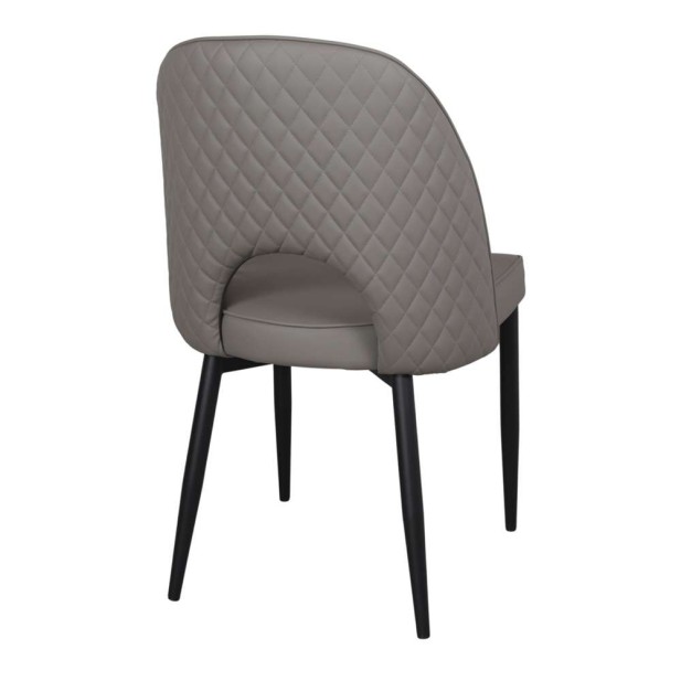 Silla PARION, Metal Negro / Polipiel Gris. Vackart