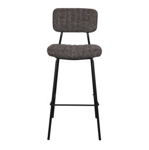 Taburete Alto POMBO 75 cm, Metal Negro / Textil Marrón. Vackart 2