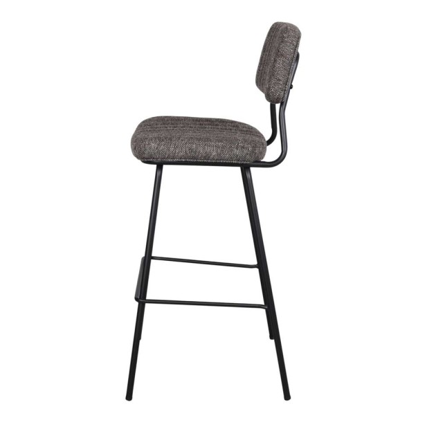 Taburete Alto POMBO 75 cm, Metal Negro / Textil Marrón. Vackart Taburete Alto POMBO 75 cm, Metal Negro / Textil Marrón. Vackart