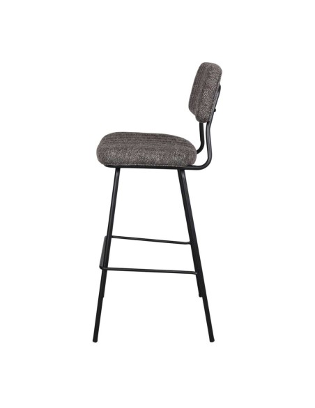 Taburete Alto POMBO 75 cm, Metal Negro / Textil Marrón. Vackart