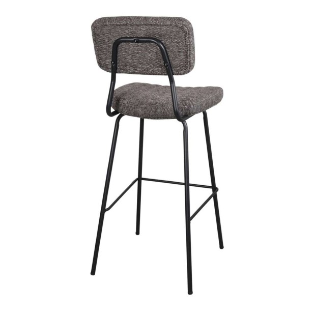 Taburete Alto POMBO 75 cm, Metal Negro / Textil Marrón. Vackart Taburete Alto POMBO 75 cm, Metal Negro / Textil Marrón. Vackart