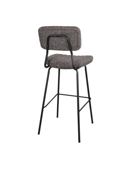 Taburete Alto POMBO 75 cm, Metal Negro / Textil Marrón. Vackart